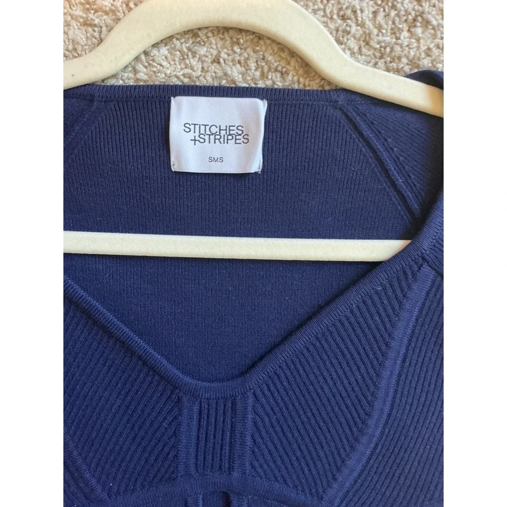 Stitches & Stripes Sapphire Blue Knit Mini Dress Sweetheart Keyhole  S